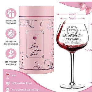 50th Birthday Wine Glass with Pink Gift Box